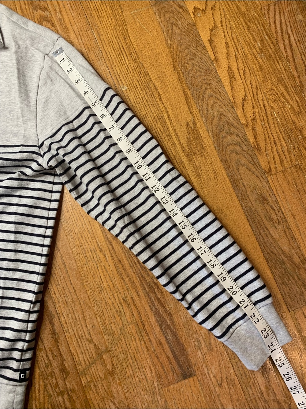 14. CHAPS Grey & Black Striped Quarter Zip Long Sleeve Pullover Size L - Picture 8 of 8